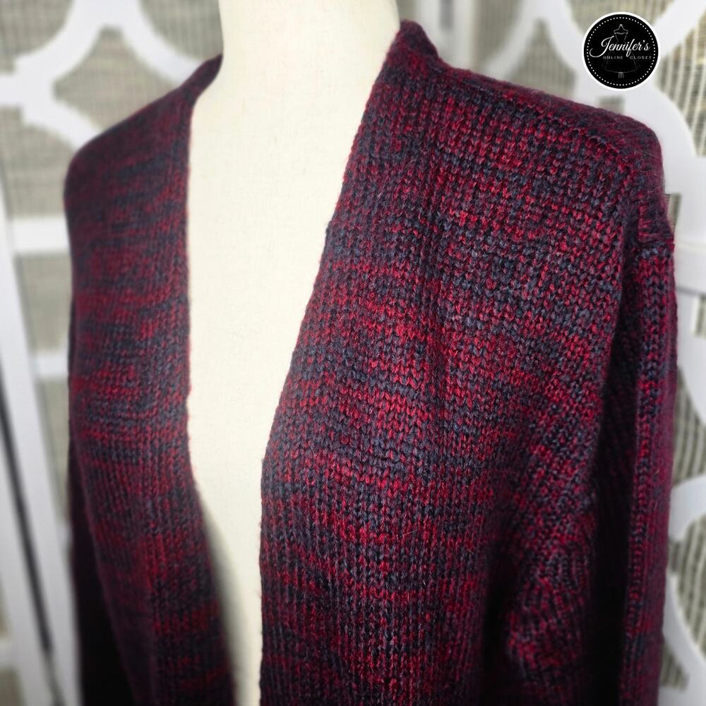 W118 by Walter Baker Red & Blue Soft Long Open Cardigan Size M - Picture 2 of 12